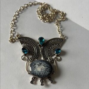 Elegant Sterling Silver and Blue Pendant Necklace